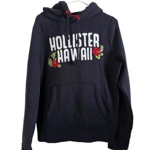 Hollister Hawaii Embroidered Hoodie Navy Blue L